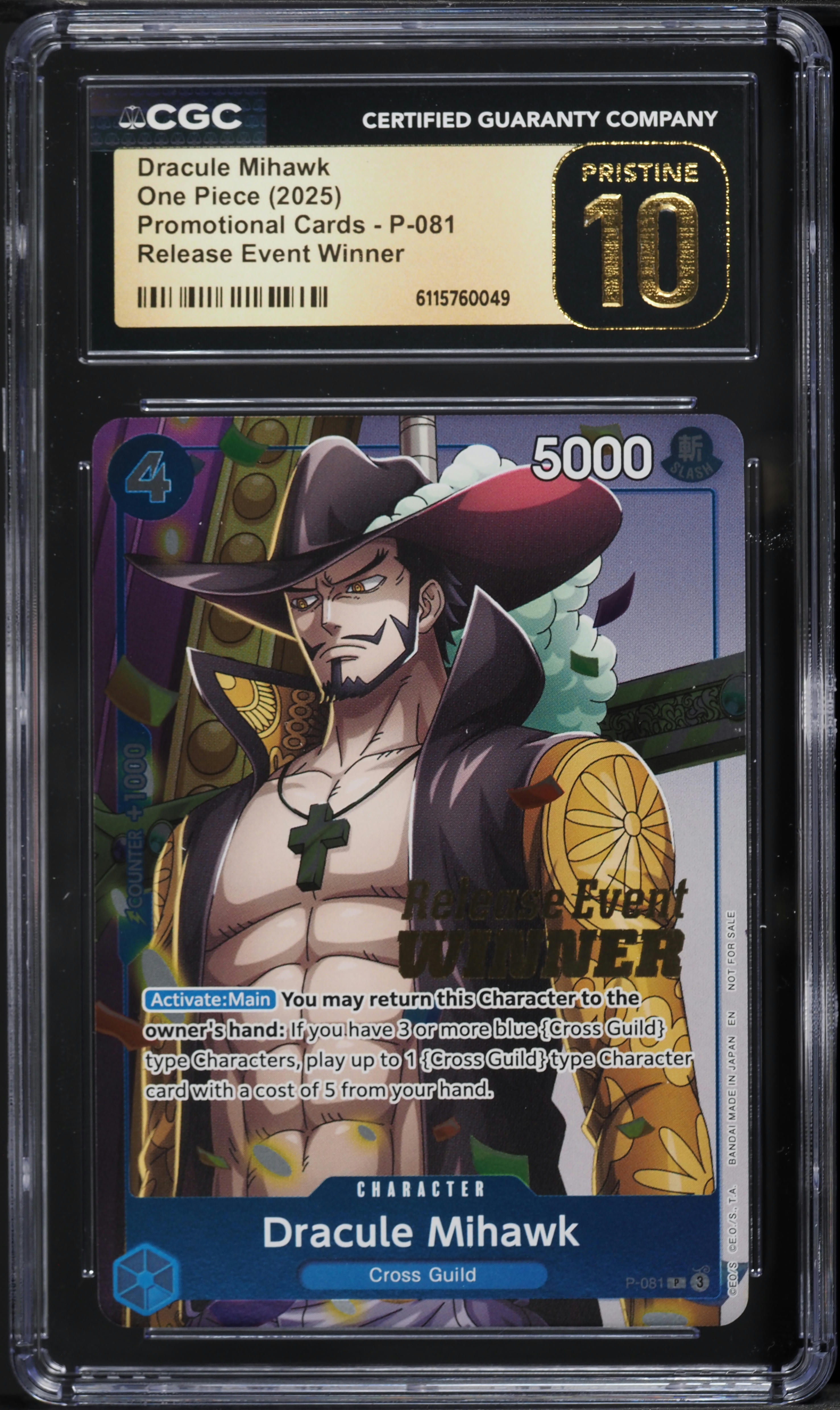 2025 One Piece Promo Release Event Winner Dracule Mihawk #P-081