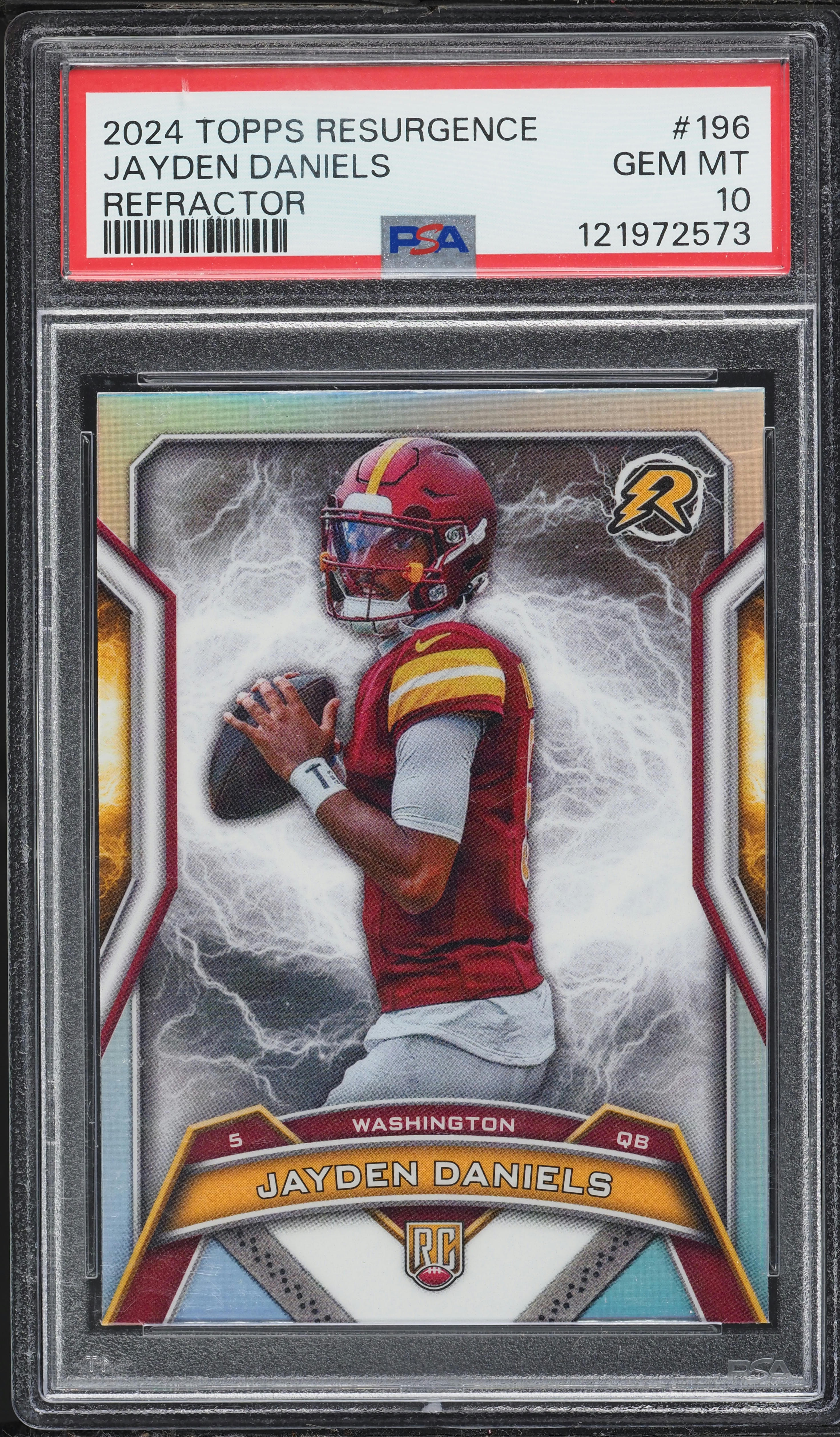 2024 Topps Resurgence Refractor Jayden Daniels ROOKIE #196 PSA 10