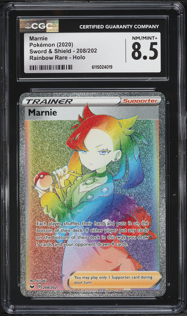 2020 Pokemon Sword & Shield Rainbow Rare Marnie #208 CGC 8.5 NM-MT+
