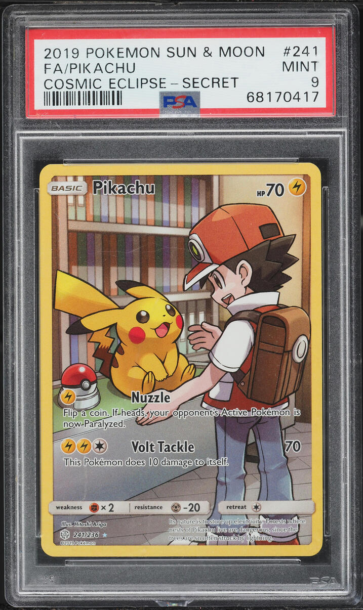 2019 Pokemon Sun & Moon Cosmic Eclipse SEC Pikachu #241 PSA 9 MINT