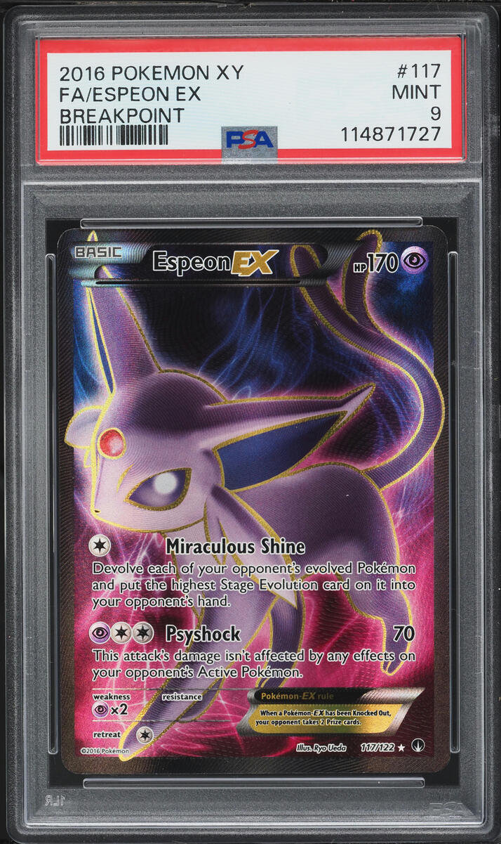 2016 Pokemon XY BREAKpoint Full Art Espeon EX #117 PSA 9 MINT