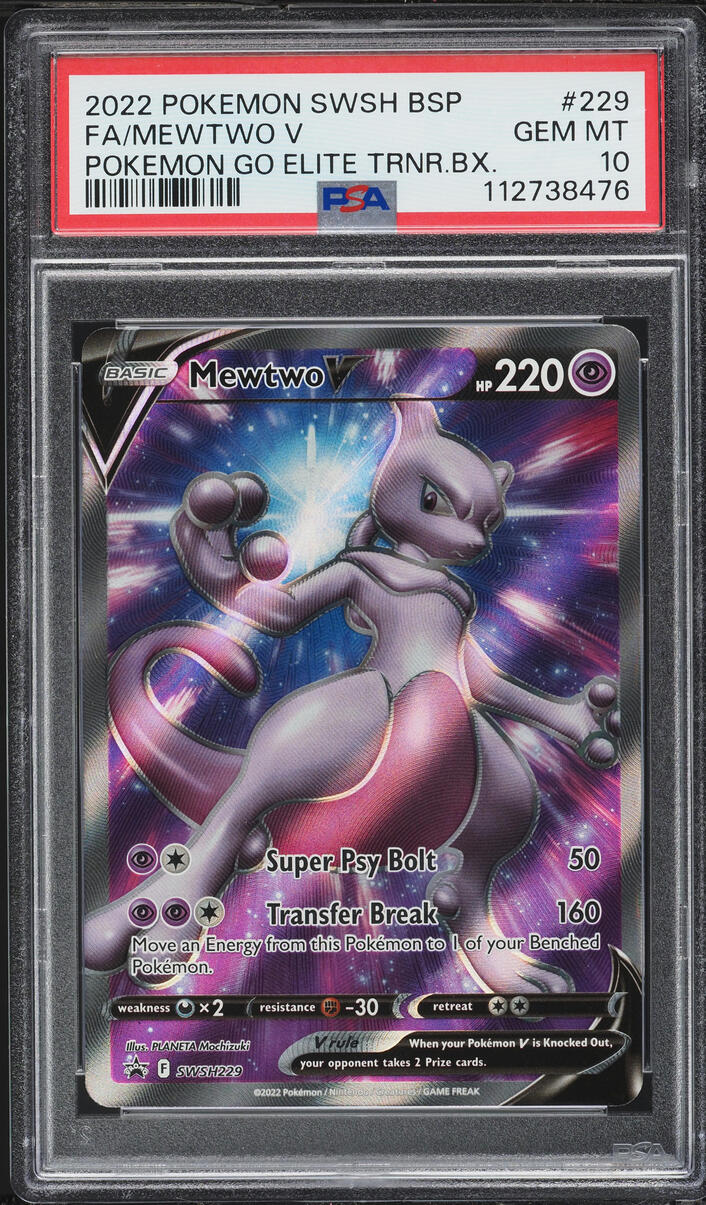 2022 Pokemon Sword & Shield Black Star Promo Pokemon GO ETB Mewtwo V #229 PSA 10 GEM MINT