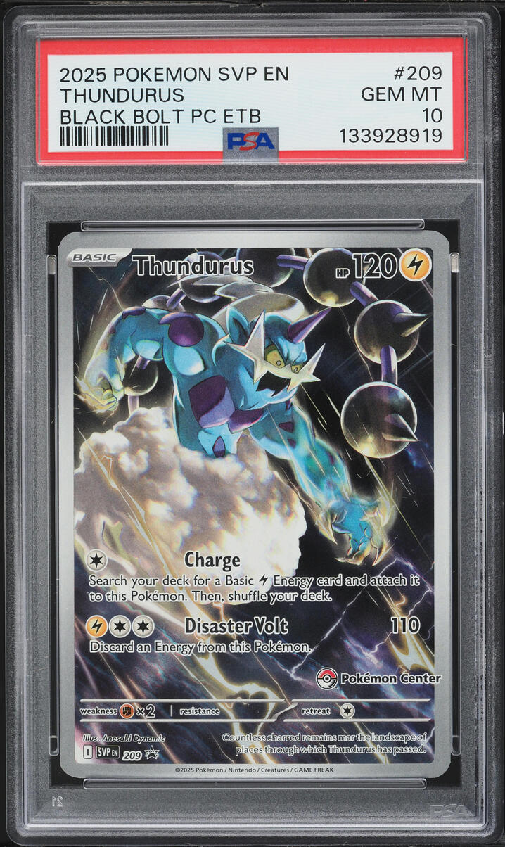 2025 Pokemon Scarlet & Violet Promo Black Bolt Center ETB Full Art Thundurus #209 PSA 10 GEM
