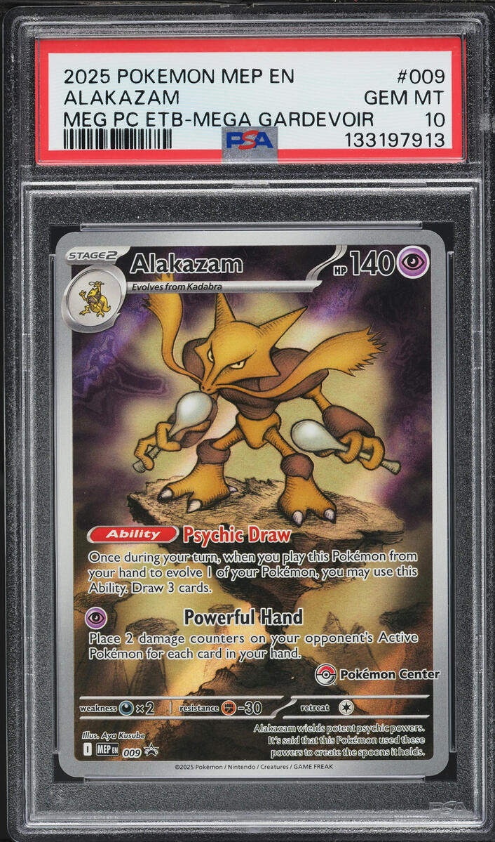 2025 Pokemon Mega Evolution Promo Center ETB Full Art Alakazam #9 PSA 10 GEM MINT