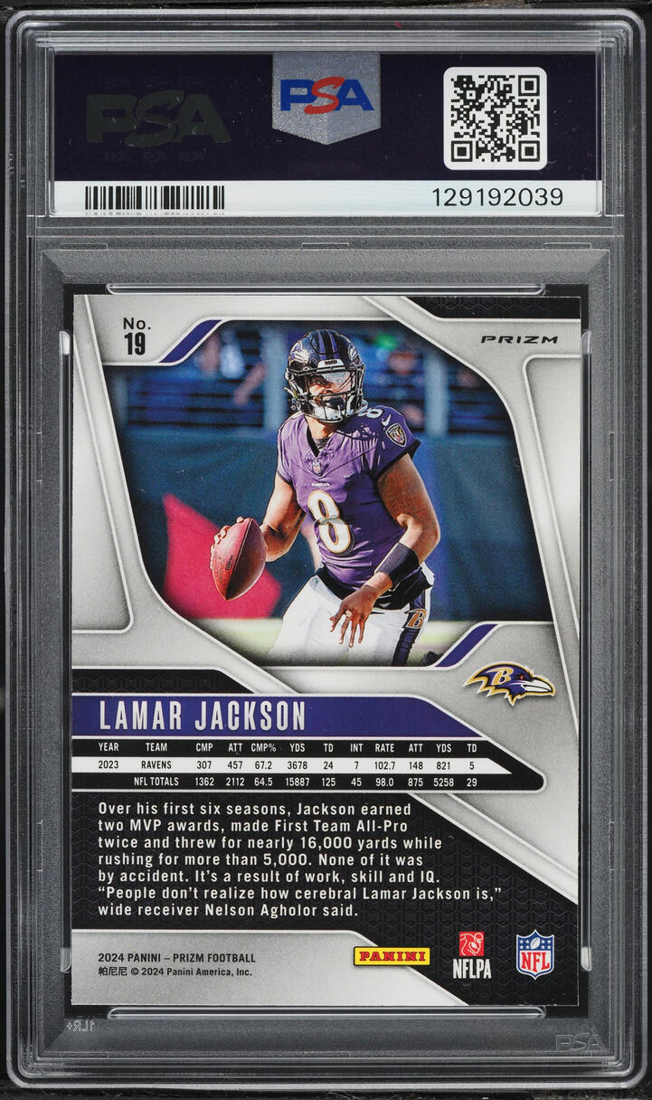 2024 Panini Prizm Press Proof Lamar Jackson #19 PSA 10 GEM MINT