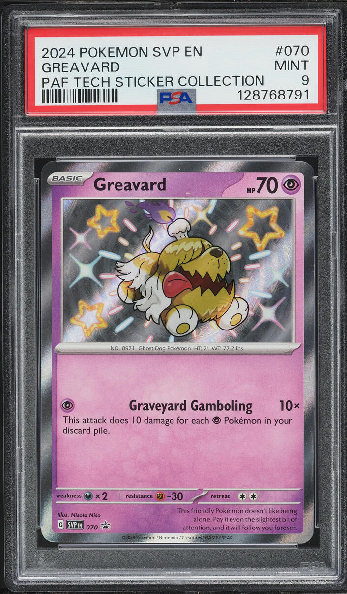 2024 Pokemon Scarlet & Violet Promo Paldean Fates Tech Sticker Greavard #70 PSA 9 MINT