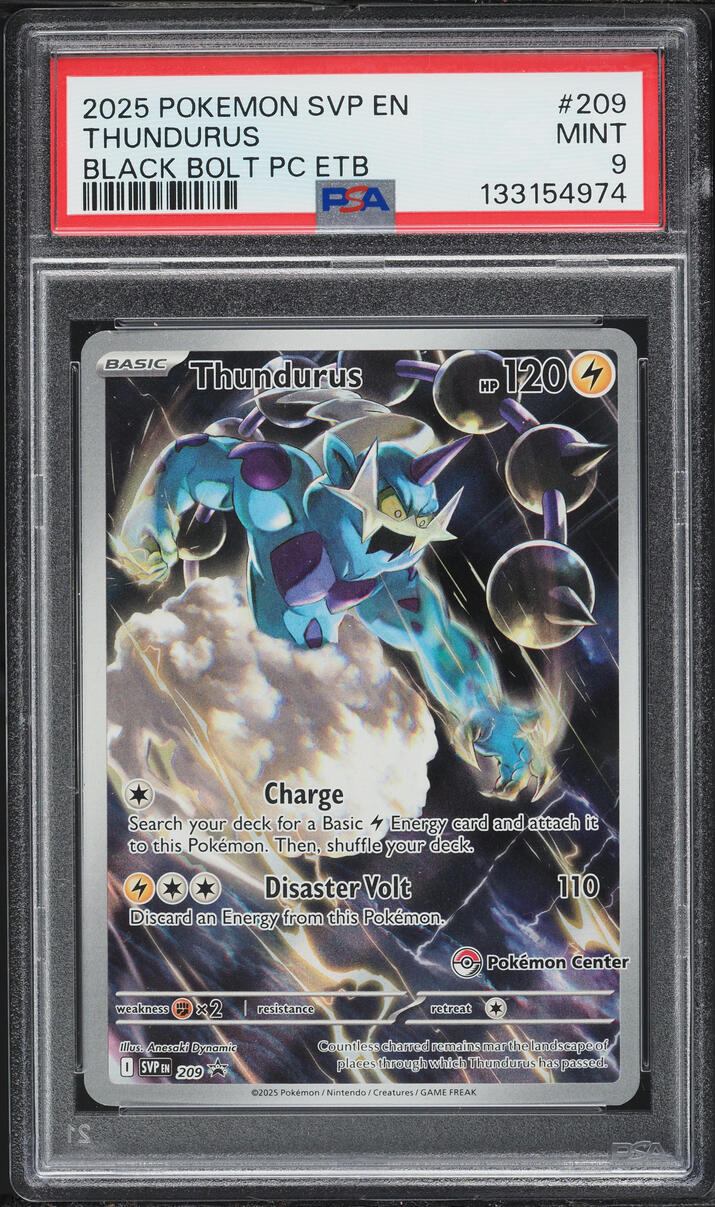 2025 Pokemon Scarlet & Violet Promo Black Bolt Center ETB Full Art Thundurus #209 PSA 9 MINT