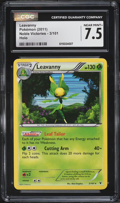 2011 Pokemon Black & White Noble Victories Holo Leavanny #3 CGC 7.5 NRMT+
