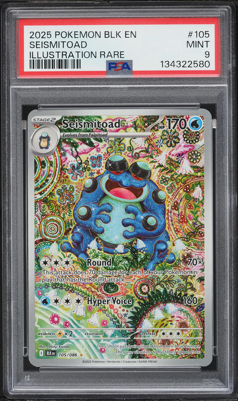 2025 Pokemon Scarlet & Violet Black Bolt IR Seismitoad #105 PSA 9 MINT