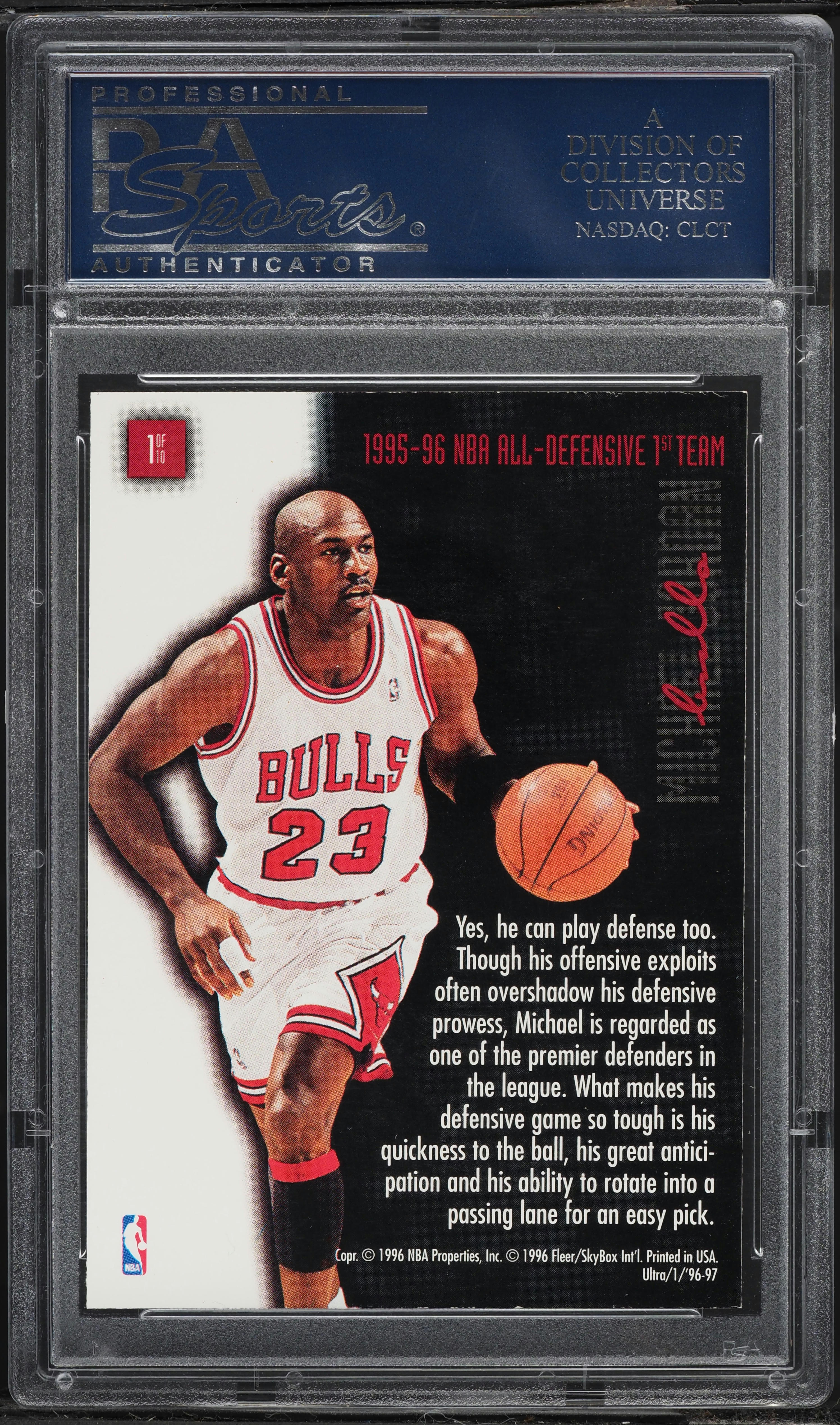 1996 Ultra Full Court Trap Michael Jordan #1 PSA 9 MINT on
