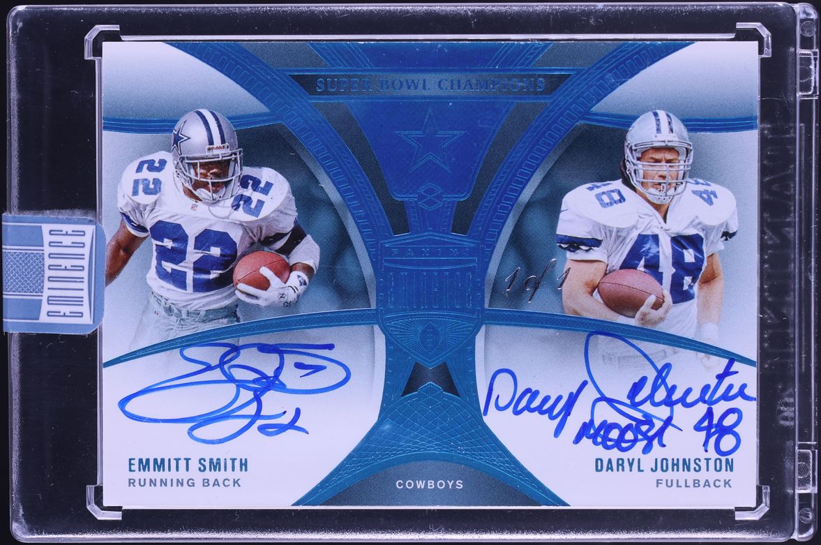 2024 Panini Eminence Super Bowl Champions Dual Platinum Emmitt Smith & Daryl Johnston AUTO 1/1