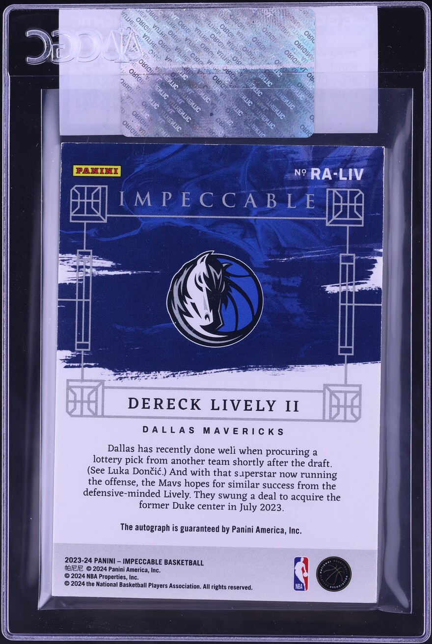 2023 Panini Impeccable Holo Silver Dereck Lively II ROOKIE AUTO /25 #RA-LIV CGC AUTH