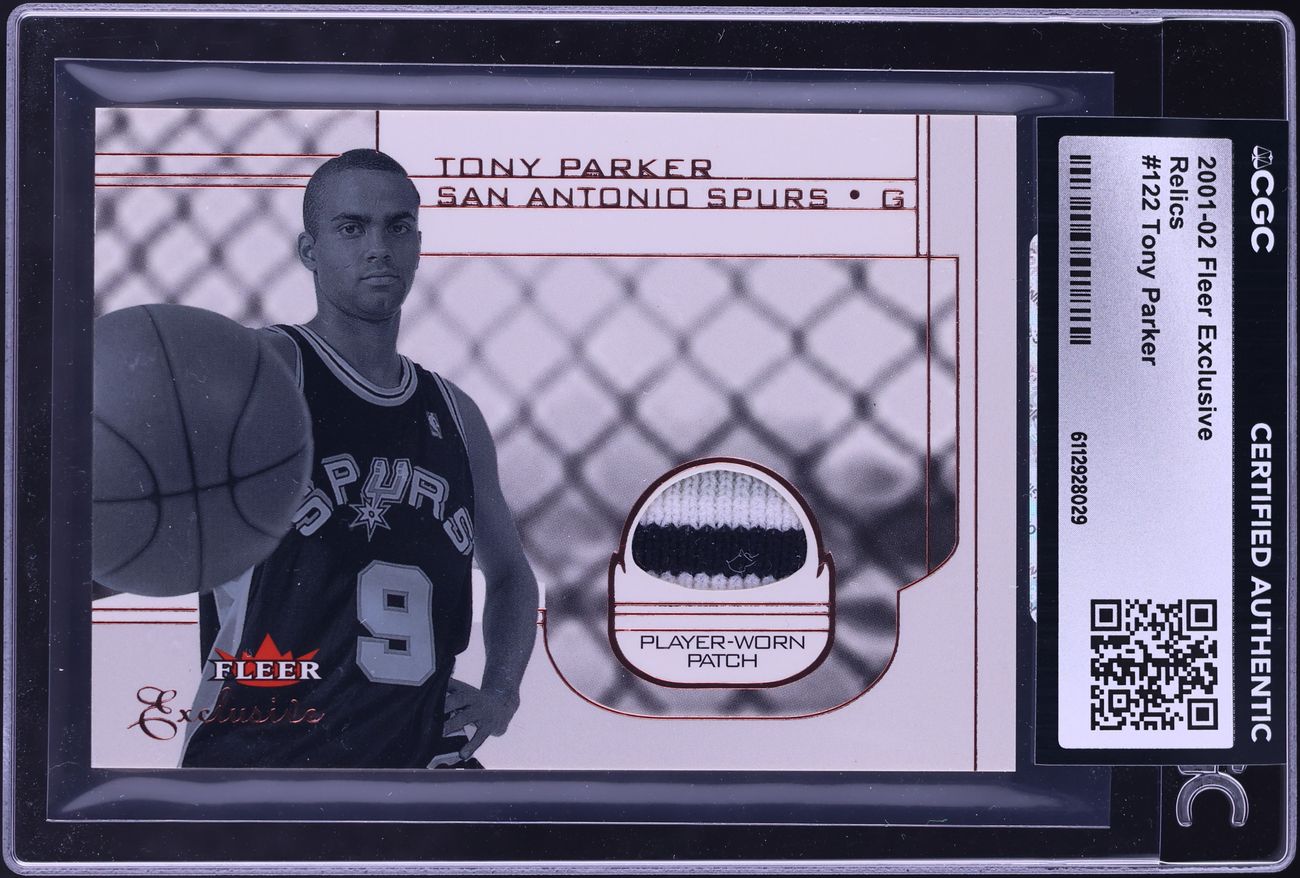 2001 Fleer Exclusive Tony Parker ROOKIE PATCH #122 CGC AUTH on 
