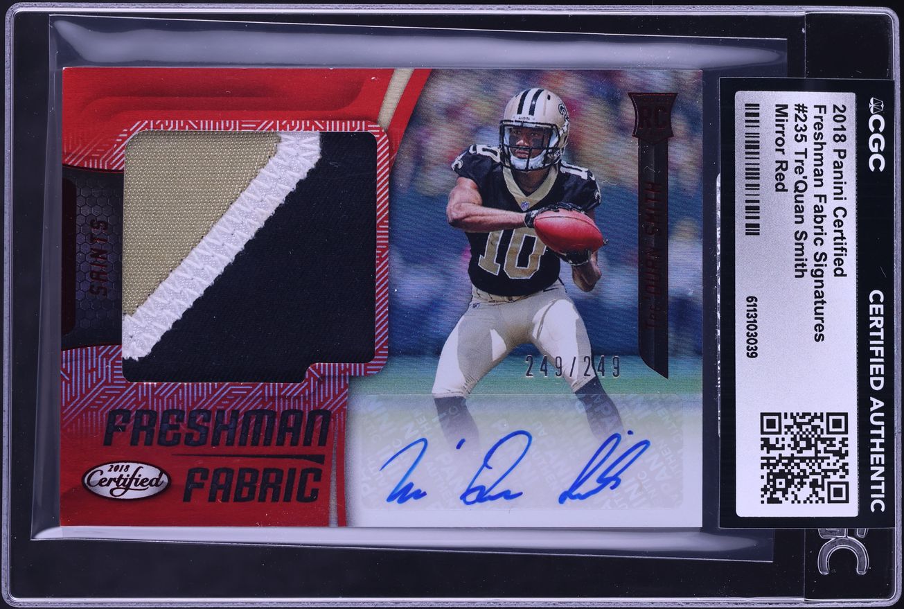 2018 Panini Certified Freshman Mirror Red Tre'Quan Smith ROOKIE PATCH AUTO 249/249 CGC AUTH