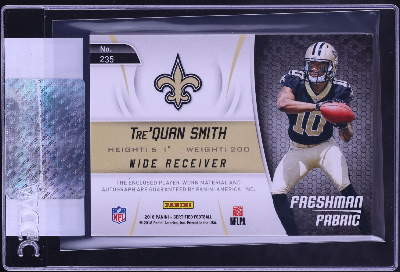 2018 Panini Certified Freshman Mirror Red Tre'Quan Smith ROOKIE PATCH AUTO 249/249 CGC AUTH