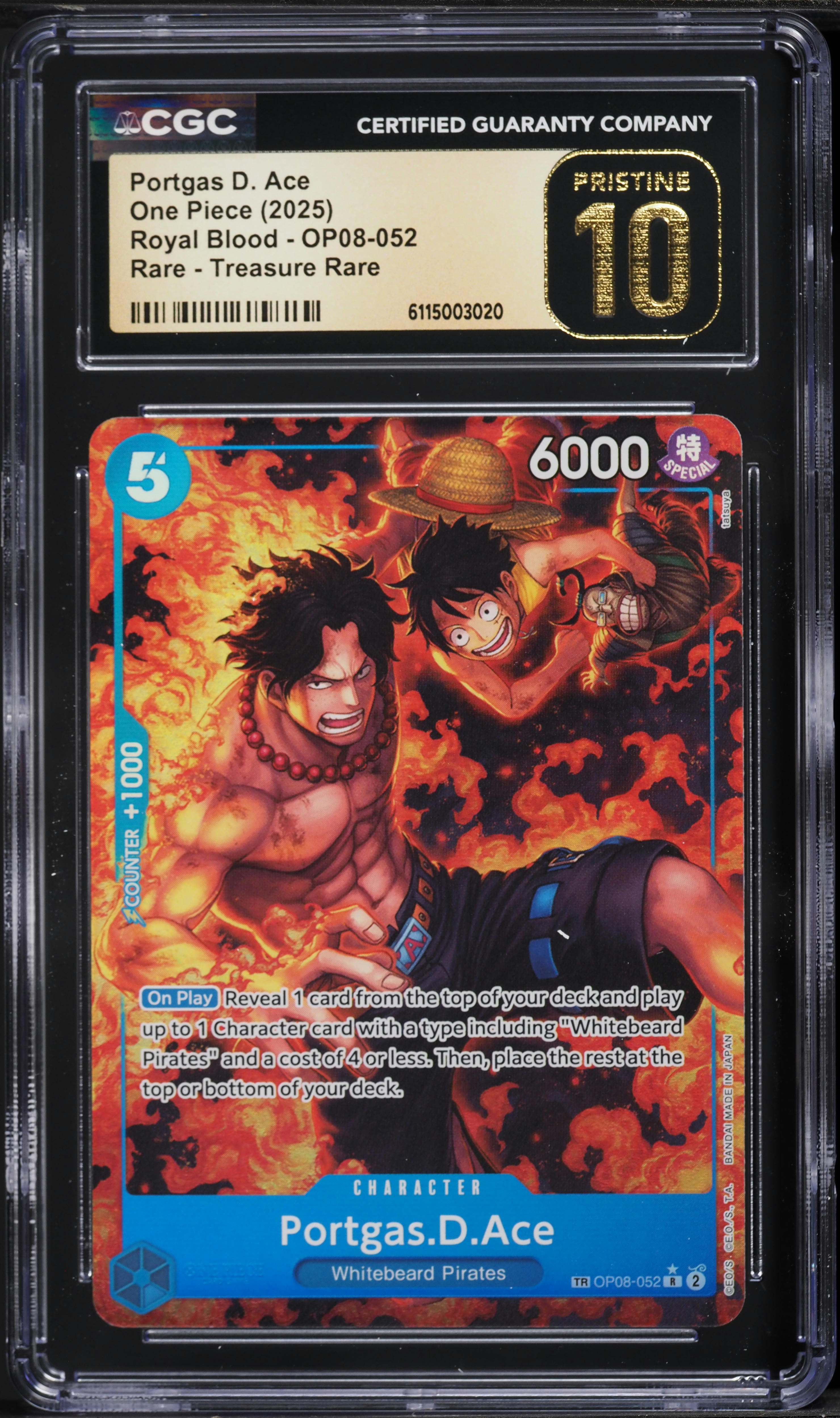 2025 One Piece Royal Blood Treasure Rare Alt Art Portgas D. Ace
