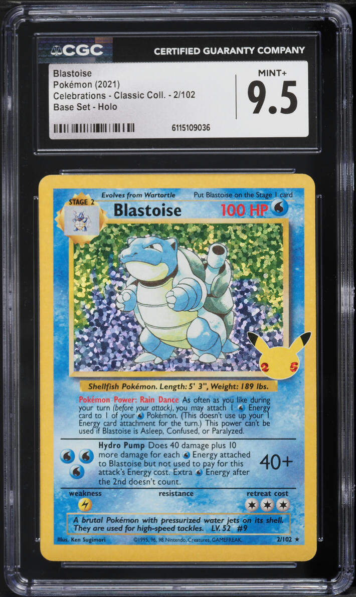 2021 Pokemon Sword & Shield Celebrations Classic Collection Holo Blastoise #2 CGC 9.5 MINT+