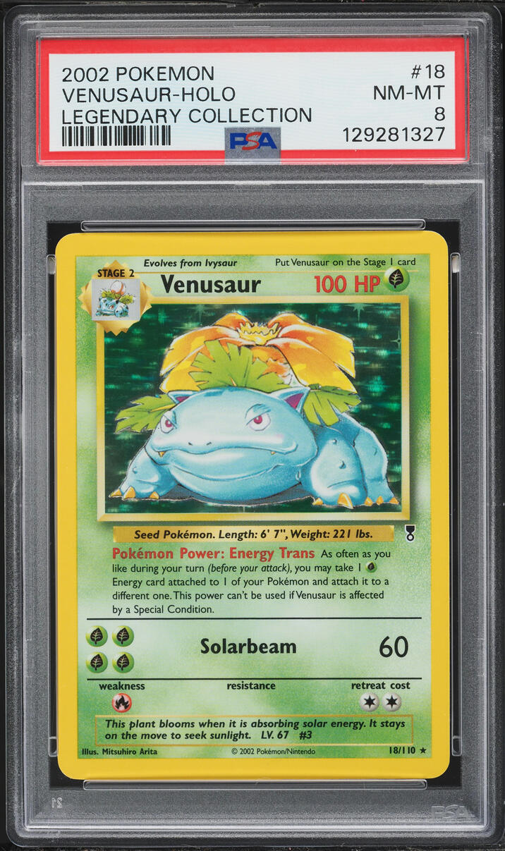 2002 Pokemon Legendary Collection Holo Venusaur #18 PSA 8 NM-MT