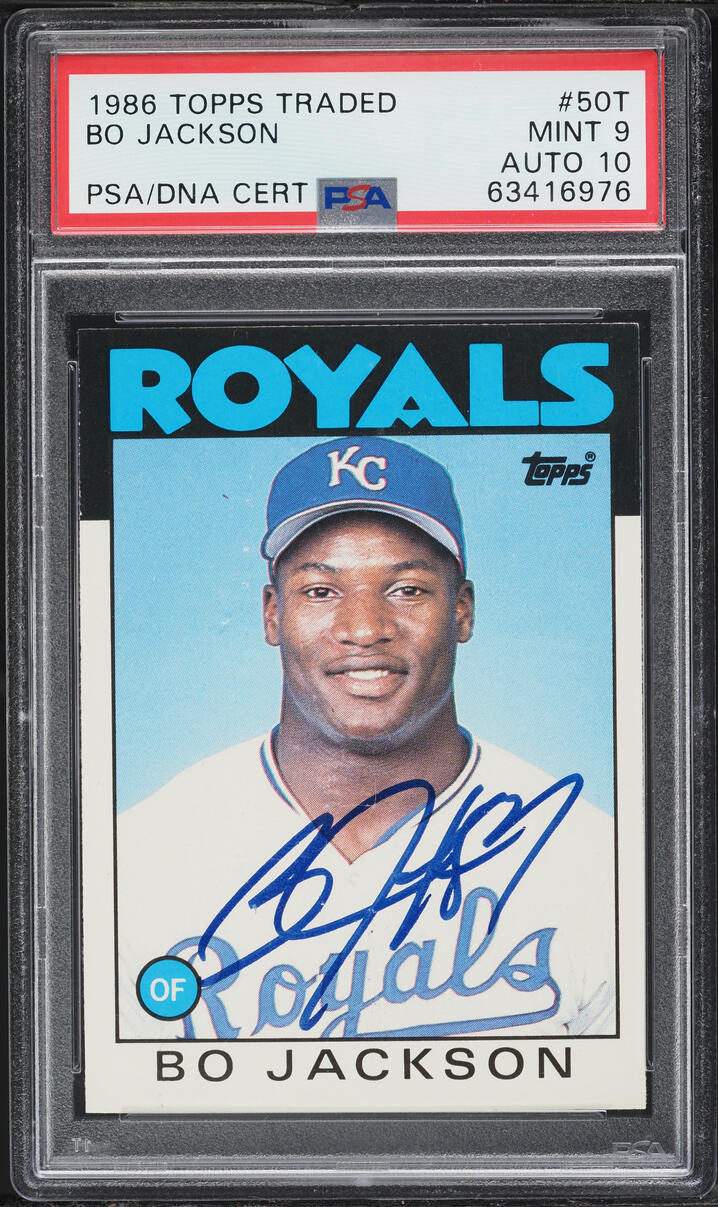 1986 Topps Traded Bo Jackson ROOKIE AUTO DNA 10 #50T PSA 9 MINT