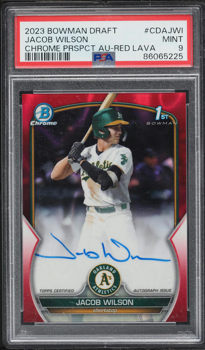 2023 Bowman Chrome Draft Red Lava Jacob Wilson PROSPECT AUTO 5/5 #CDA-JWI PSA 9 MINT