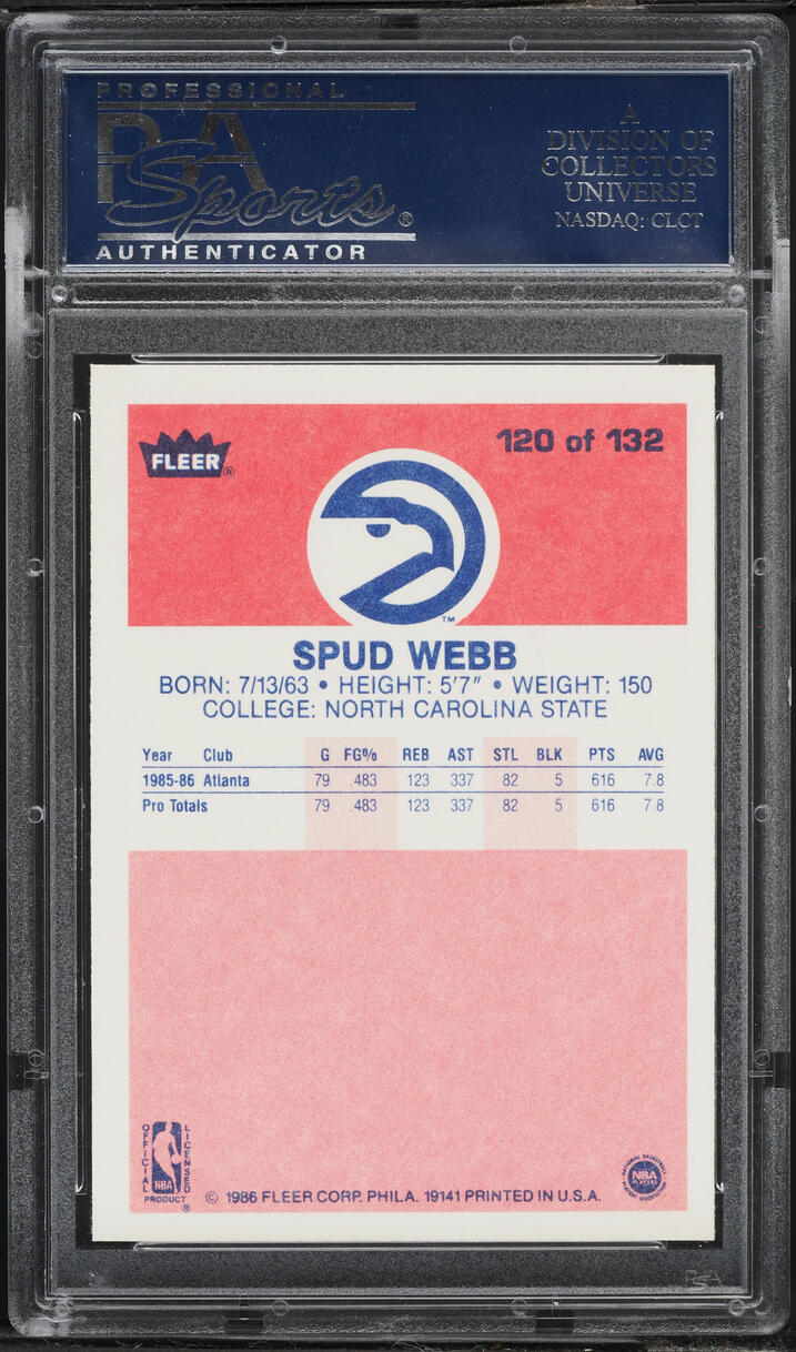 1986 Fleer Basketball Spud Webb ROOKIE #120 PSA 10 GEM MINT