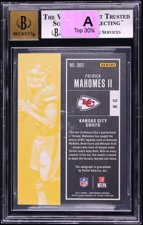 2017 Panini Contenders Red Zone Patrick Mahomes II ROOKIE AUTO #303 BGS 9 MINT
