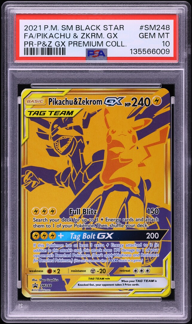 2021 Pokemon Sun & Moon Promo Premium Full Art Pikachu & Zekrom GX #248 PSA 10 GEM MINT
