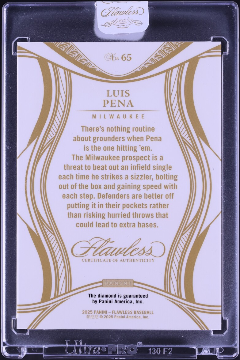 2025 Panini Flawless FOTL Amethyst Diamond Gems Luis Pena ROOKIE 1/2 #65