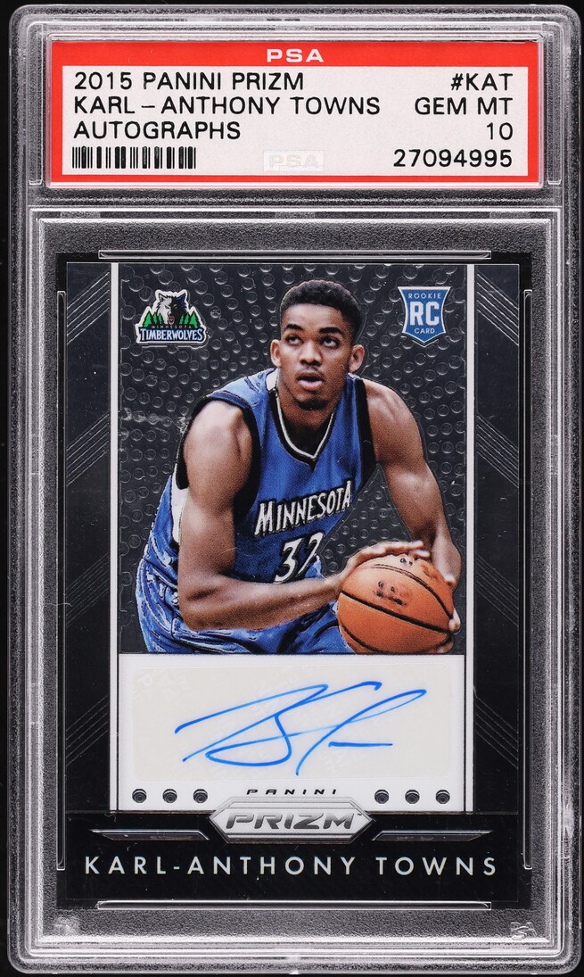 2015 Panini Prizm Karl-Anthony Towns ROOKIE AUTO #P-KAT PSA 10 GEM MINT