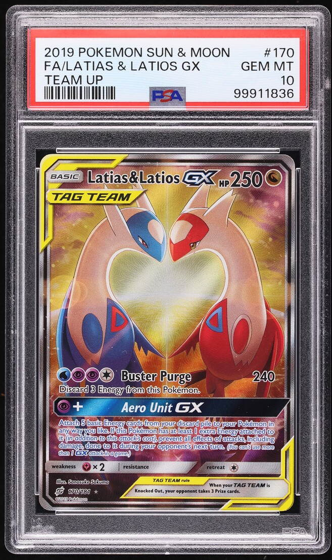 2019 Pokemon Sun & Moon Team Up Full Art Latias & Latios GX #170 PSA 10 GEM MINT