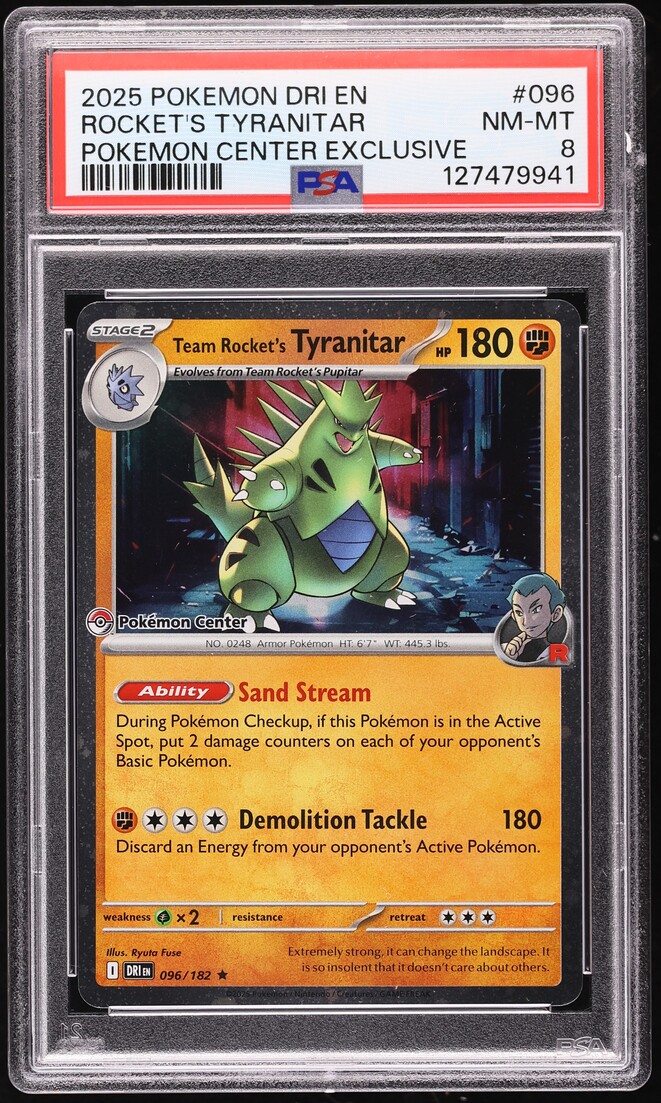 2025 Pokemon Scarlet & Violet Destined Rivals Team Rocket's Tyranitar #96 PSA 8 NM-MT