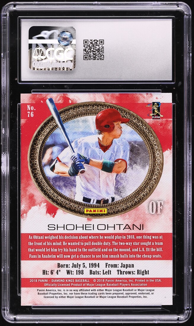 2018 Panini Diamond Kings Shohei Ohtani ROOKIE #76 CGC 9 MINT
