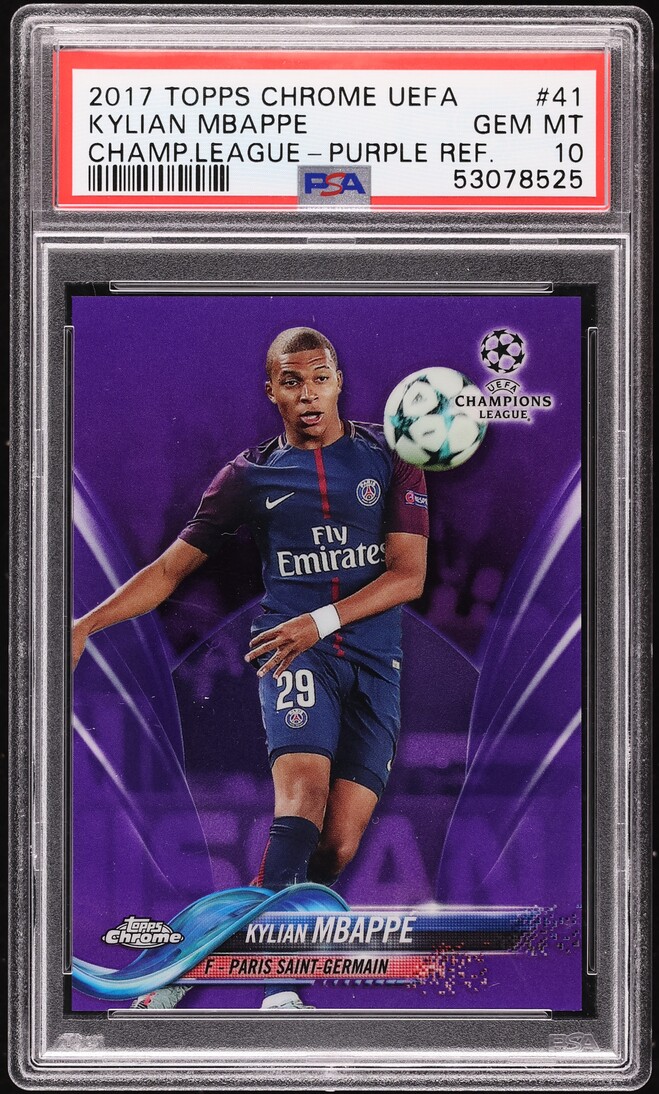 2017 Topps Chrome UEFA Purple Refractor Kylian Mbappe ROOKIE /250 #41 PSA 10 GEM
