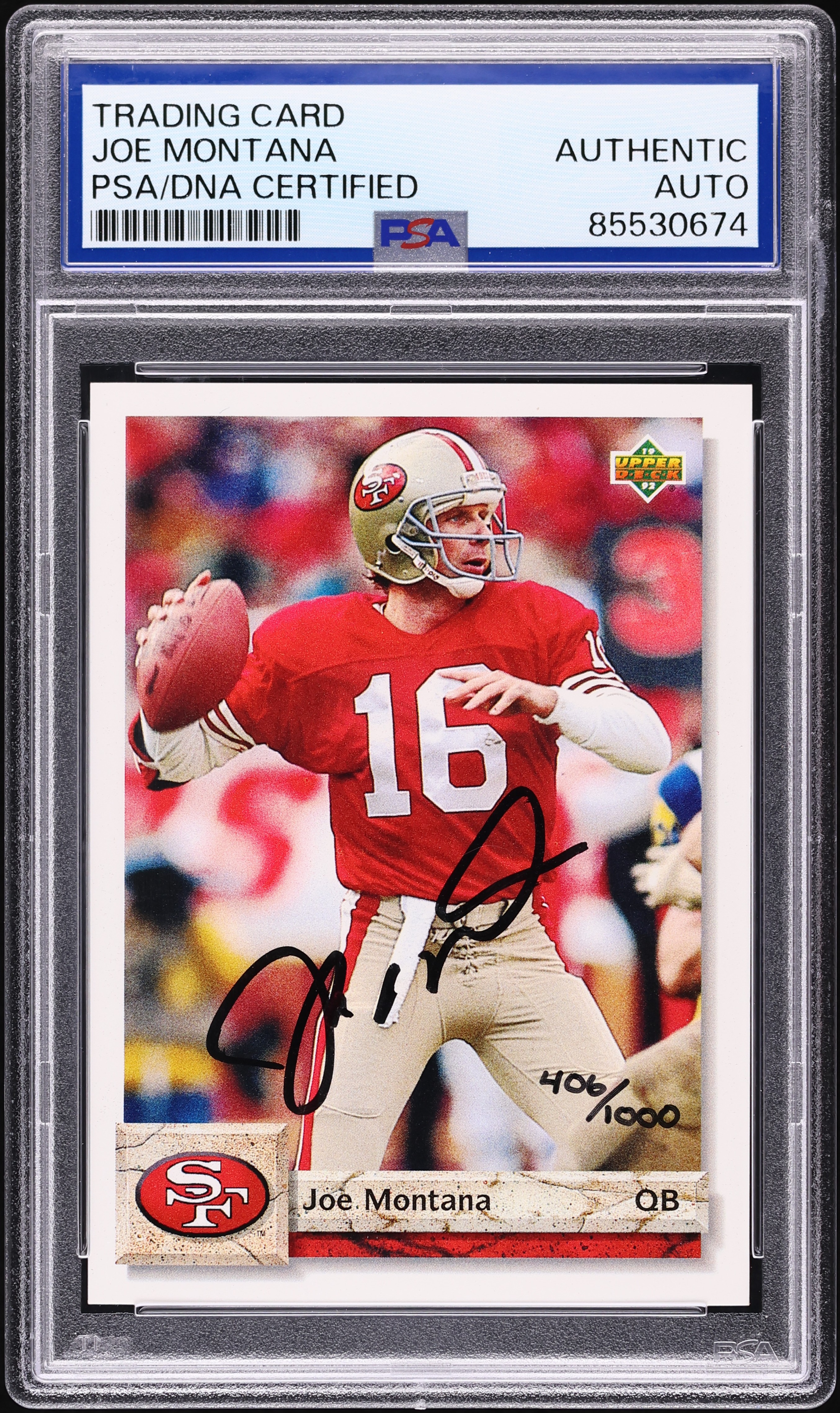 Joe Montana Signed Autographed Trading Card AUTO /1000 PSA/DNA