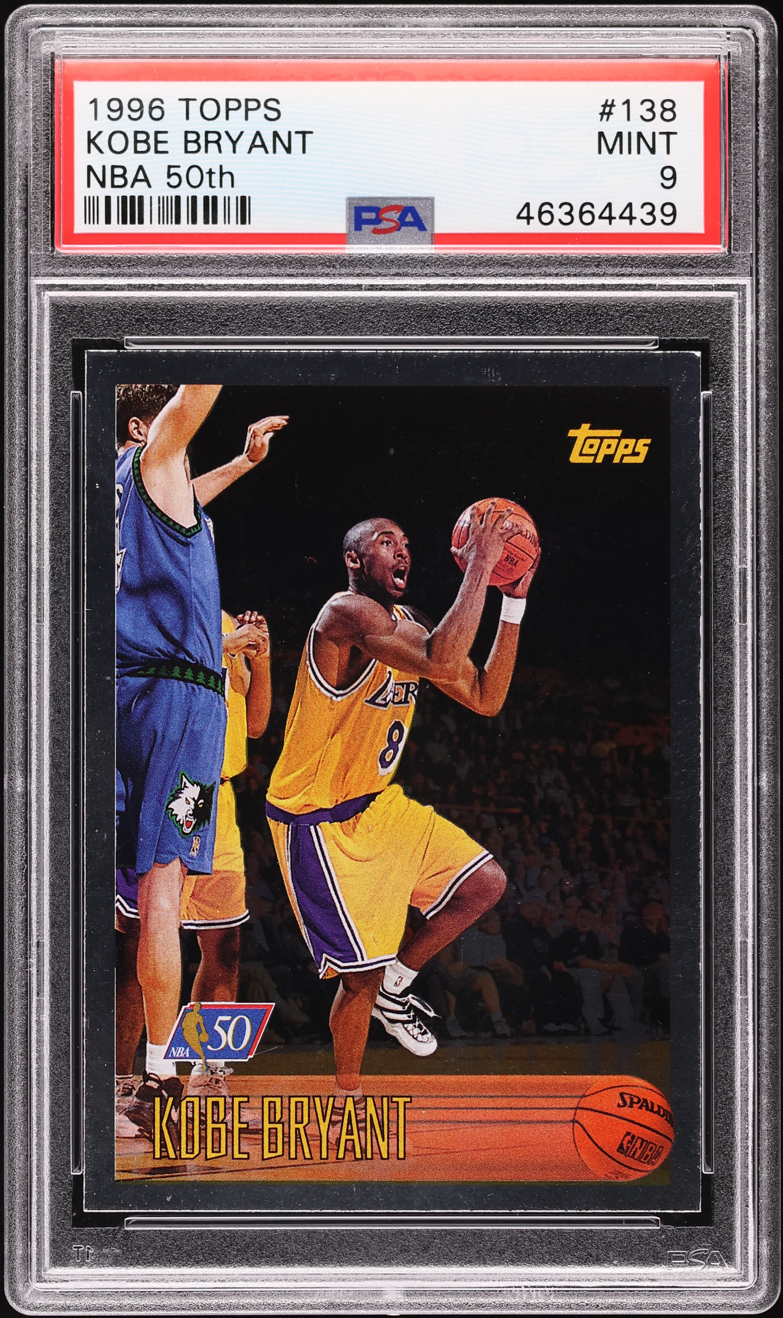 1996 Topps NBA 50th Kobe Bryant ROOKIE #138 PSA 9 MINT on Fanatics