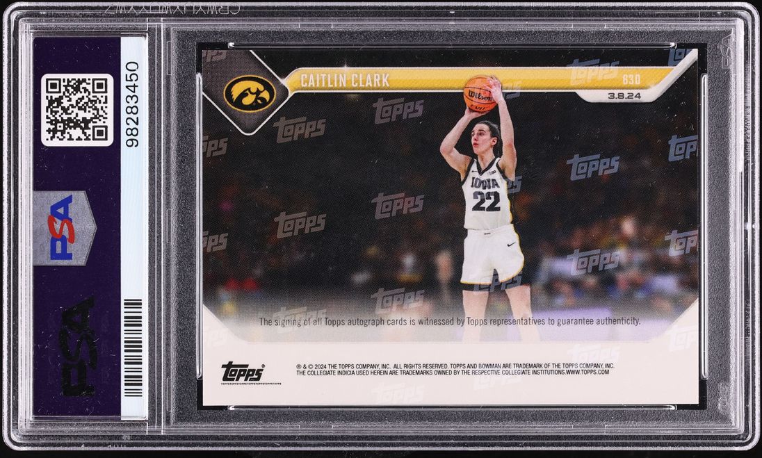 2023 Bowman U Now Purple Caitlin Clark ROOKIE AUTO /25 #63D PSA 10 GEM MINT