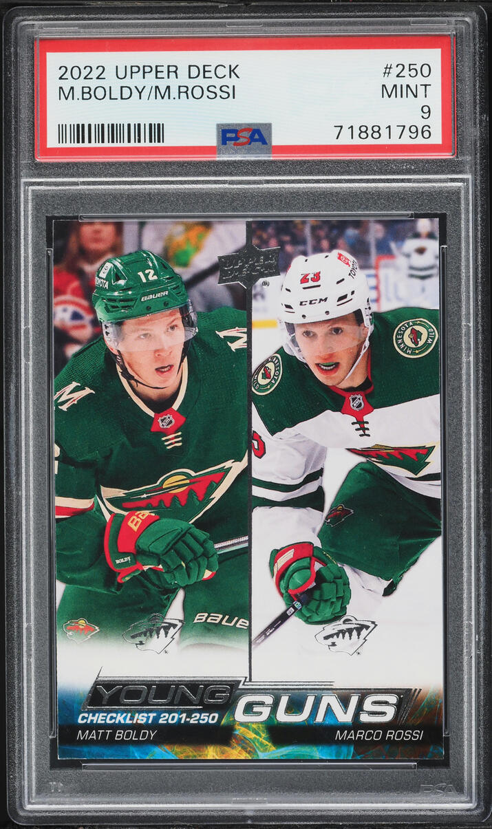 2022 Upper Deck Young Guns Matt Boldy & Marco Rossi ROOKIE #250 PSA 9 MINT