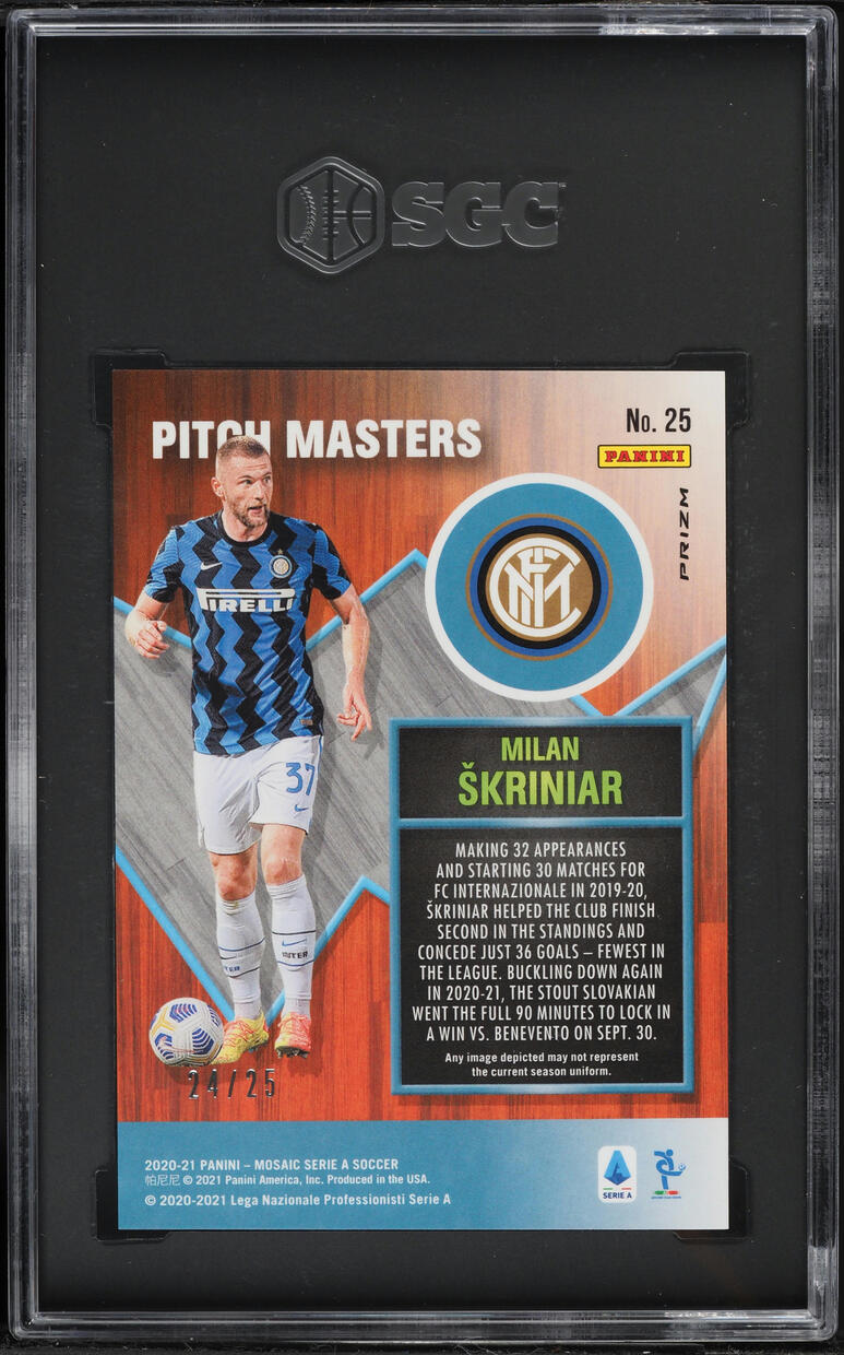 2020 Panini Mosaic Serie A Pitch Masters White Prizm Milan Skriniar /25 #25 SGC 9.5 MINT+