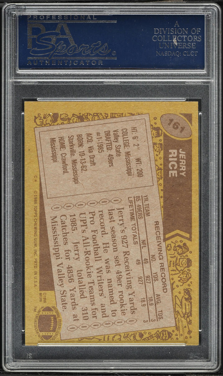 1986 Topps Football Jerry Rice ROOKIE #161 PSA 9 MINT