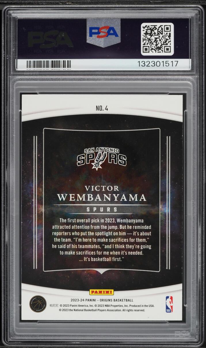 2023 Panini Origins Big Bang Victor Wembanyama ROOKIE #4 PSA 9 MINT