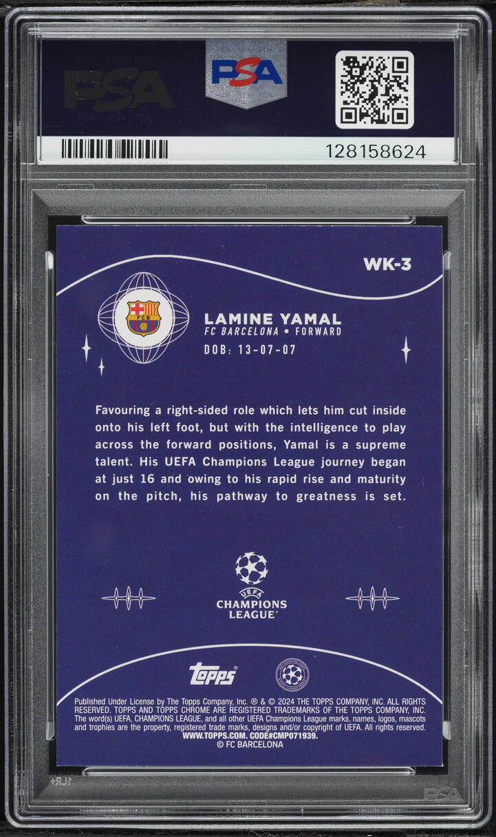 2023 Topps Chrome UEFA Wonderkids Lamine Yamal ROOKIE #WK-3 PSA 10 GEM MINT