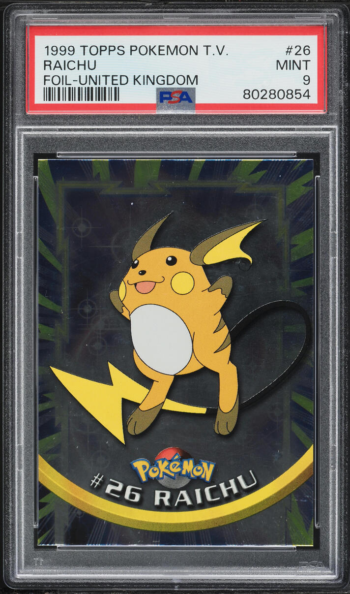 1999 Pokemon Topps TV Holo United Kingdom Raichu #26 PSA 9 MINT