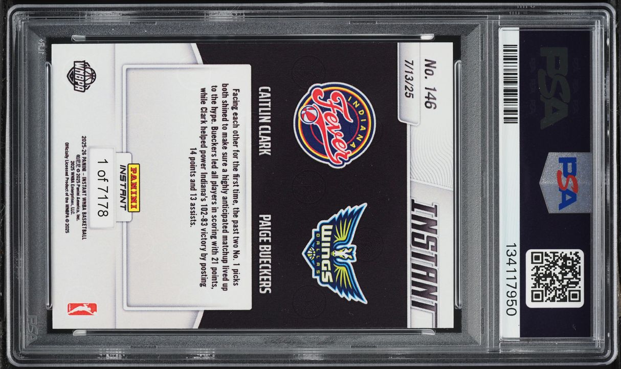 2025 Panini Instant WNBA Caitlin Clark Paige Bueckers ROOKIE /7178 #146 PSA 10 GEM MINT