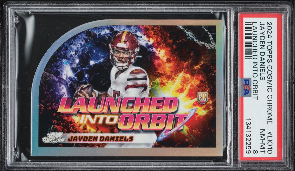 2024 Topps Chrome Cosmic Launched Into Orbit Die-Cut Jayden Daniels ROOKIE #LIO-10 PSA 8 NM-MT