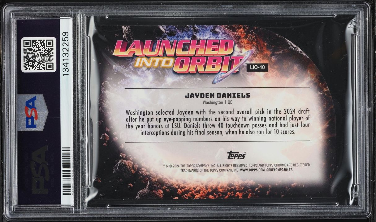 2024 Topps Chrome Cosmic Launched Into Orbit Die-Cut Jayden Daniels ROOKIE #LIO-10 PSA 8 NM-MT