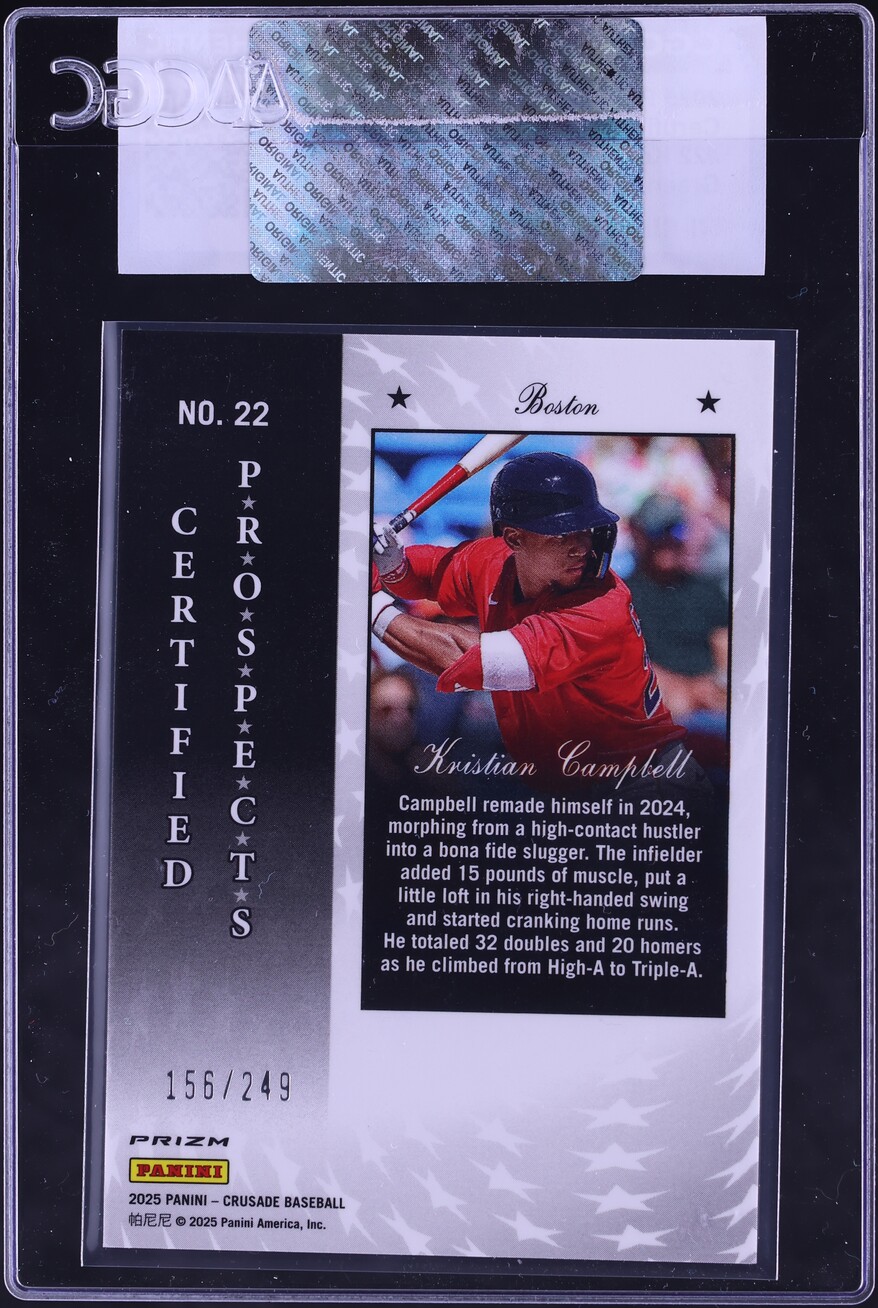 2025 Panini Crusade Certified Green Kristian Campbell ROOKIE /249 #22 CGC AUTH