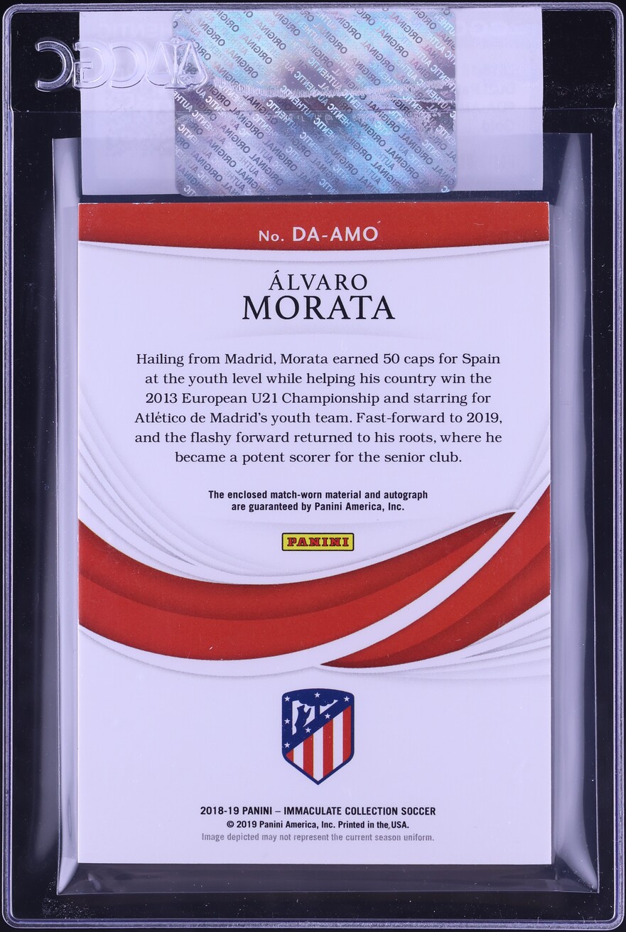 2018 Immaculate Collection Dual Gold Alvaro Morata PATCH AUTO /10 #DA-AMO CGC AUTH