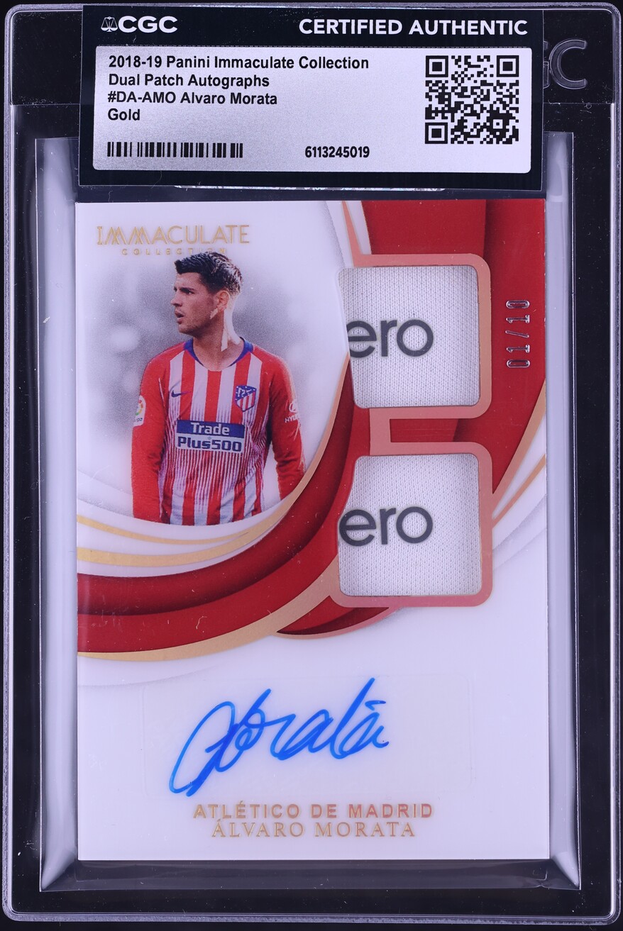 2018 Immaculate Collection Dual Gold Alvaro Morata PATCH AUTO 1/10 #DA-AMO CGC AUTH
