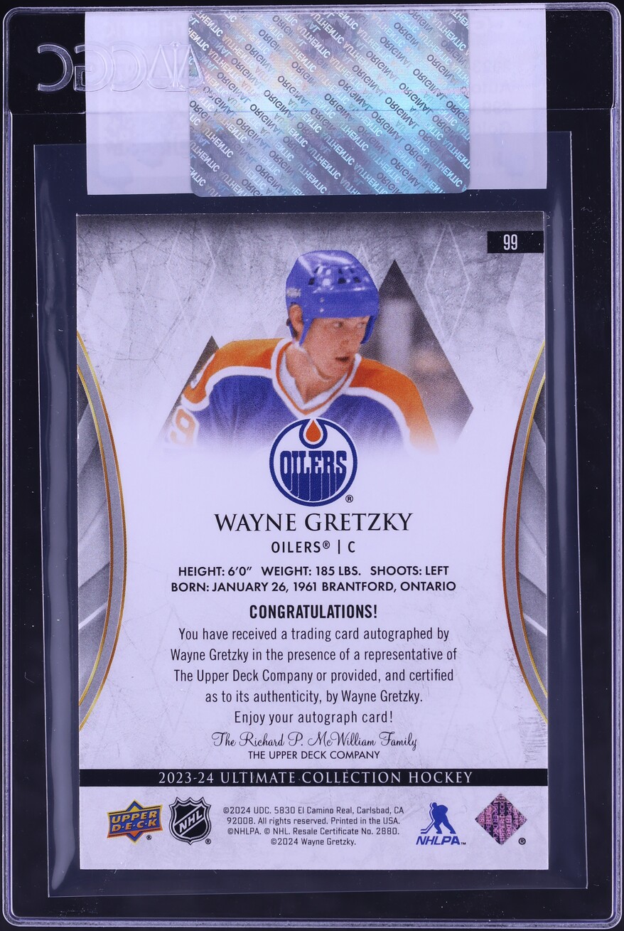 2023 UD Ultimate Collection Gold Wayne Gretzky AUTO /25 #99 CGC AUTH