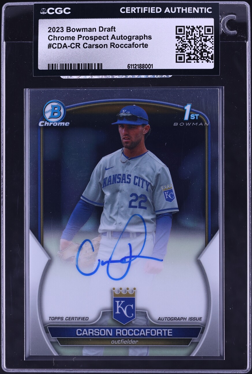 2023 Bowman Chrome Draft Carson Roccaforte PROSPECT AUTO #CDA-CR CGC AUTH